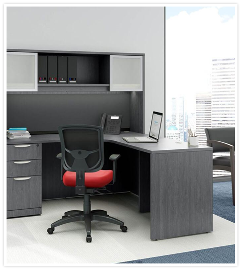 Modern office furniture workstation setup